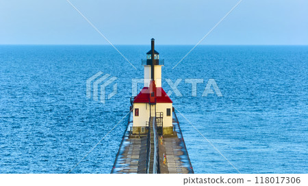Aerial View of St. Joseph Lighthouse on Lake Michigan Aerial View of St. Joseph Lighthouse on Lake Michigan 118017306