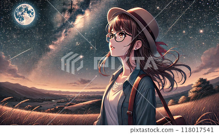 女人仰望星空 118017541