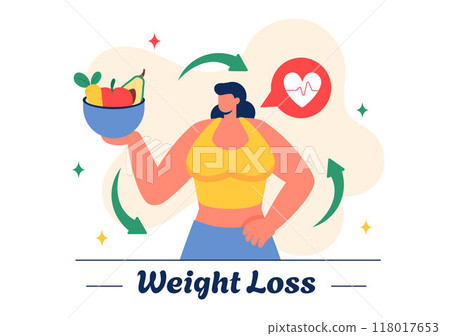 Weight Loss Vector Illustration of a Woman's Body Transformation emphasizing Fitness, Sports, Diet, and a Healthy Lifestyle in a Style Background Weight Loss Vector Illustration of a Woman's Body Transformation emphasizing Fitness, Sports, Diet, and a Healthy Lifestyle in a Style Background 118017653