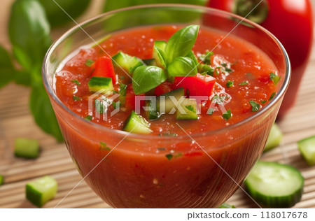 Gazpacho soup with fresh vegetables Gazpacho soup with fresh vegetables 118017678