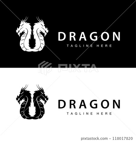Black silhouette design simple dragon logo animal legend template illustration Black silhouette design simple dragon logo animal legend template illustration 118017820
