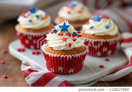 Patriotic cupcakes with stars 118017860
