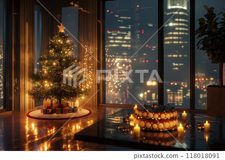 A luxurious Christmas party in the city 118018091