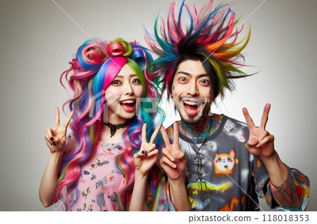 Men and women with flashy hairstyles 118018353