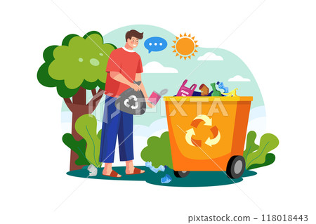 Man Picking up trash Illustration concept on white background 118018443