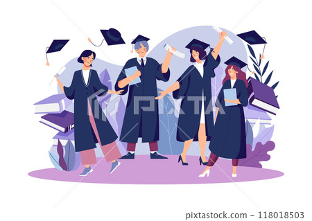 Students Celebrate Graduation Illustration concept on white background 118018503