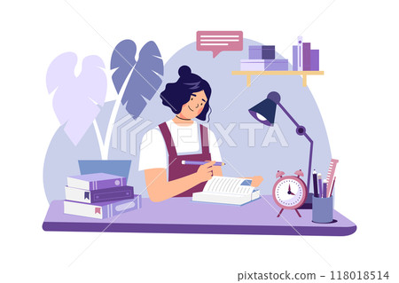Student doing homework Illustration concept on white background 118018514