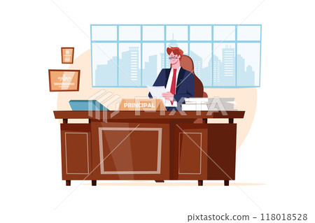 The principal is working in the office Illustration concept on white background The principal is working in the office Illustration concept on white background 118018528