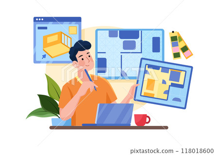Interior Designer Illustration concept on white background 118018600