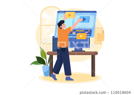 Video Editor Illustration concept on white background 118018604