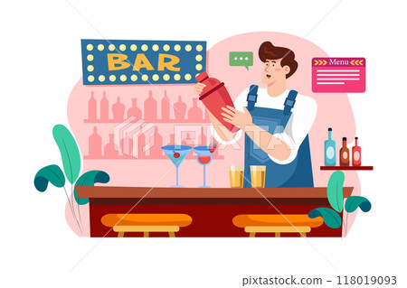 Barman in uniform making cocktails 118019093