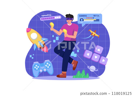 Boy playing VR game 118019125