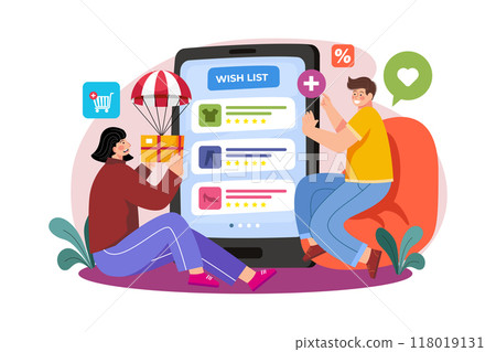 Add to wish list Illustration concept on white background 118019131
