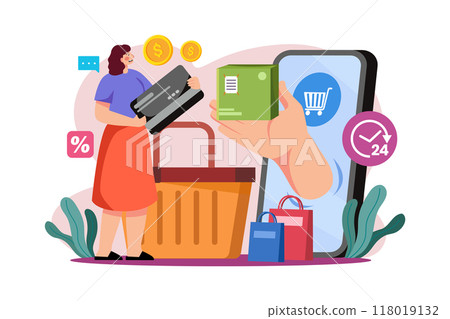 Online shopping platform Illustration concept on white background Online shopping platform Illustration concept on white background 118019132