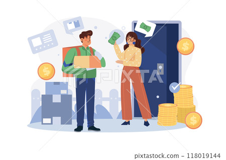 Cash on Delivery Illustration concept on white background Cash on Delivery Illustration concept on white background 118019144