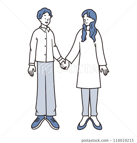 情侶互相配合求婚插畫素材 118019215