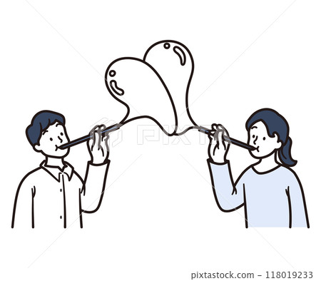 男女充氣的心型肥皂泡插畫素材 男女充氣的心型肥皂泡插畫素材 118019233