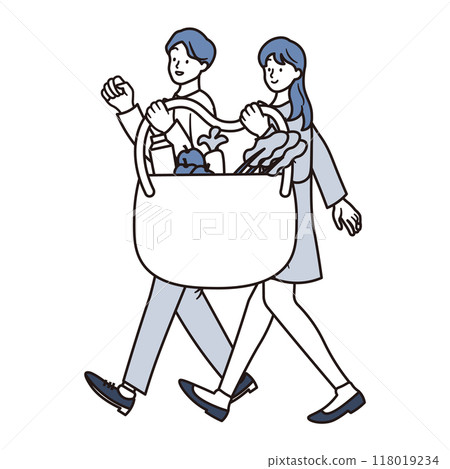 情侶去逛街插畫素材 118019234