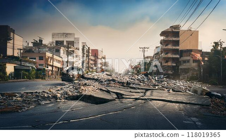 圖 4 因地震遭受災難性破壞的城市景觀 118019365
