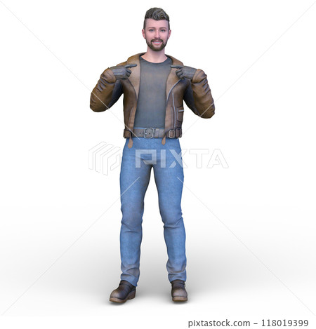 穿著皮夾克的男人 118019399