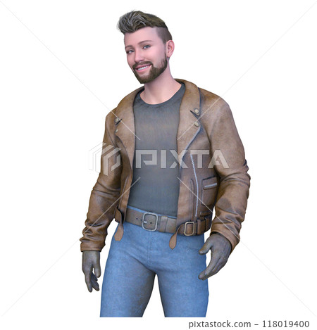 穿著皮夾克的男人 118019400