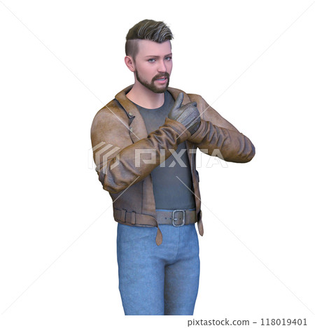 穿著皮夾克的男人 118019401