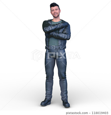 man wearing a leather jacket 118019403