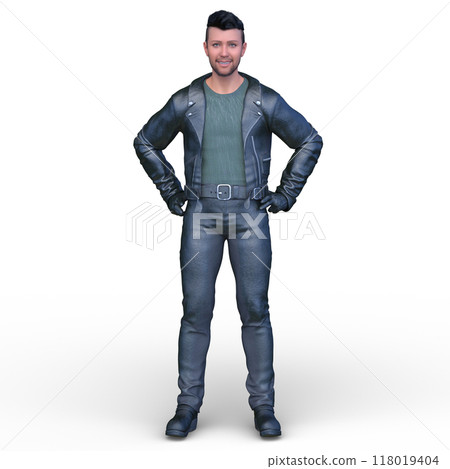 man wearing a leather jacket 118019404