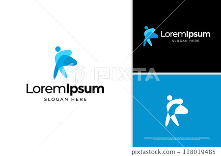 Abstract letter K active sport person logo vector design template 118019485