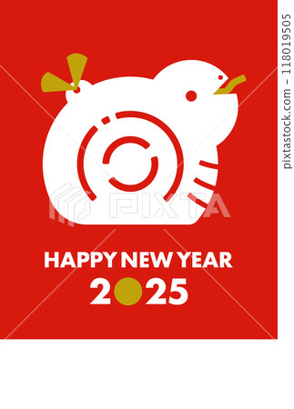 2025蛇年土鈴新年賀卡材質簡約現代時尚設計_豎式 2025蛇年土鈴新年賀卡材質簡約現代時尚設計_豎式 118019505