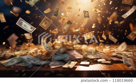 金幣和閃亮財富的象徵 5 118019660