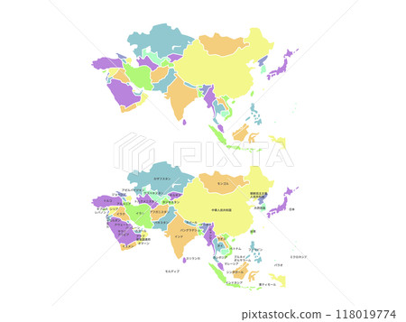 亞洲顏色編碼地圖_粉彩集 亞洲顏色編碼地圖_粉彩集 118019774
