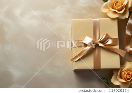 與禮物盒和玫瑰裝飾的背景 118020154