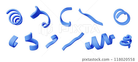3d set of spiral confetti isolated on white 3d set of spiral confetti isolated on white 118020558