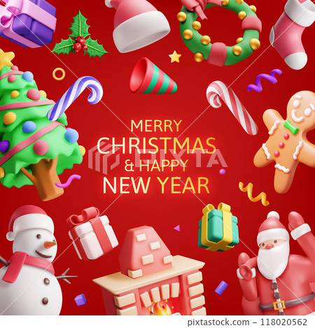 3D Christmas greeting card background 118020562