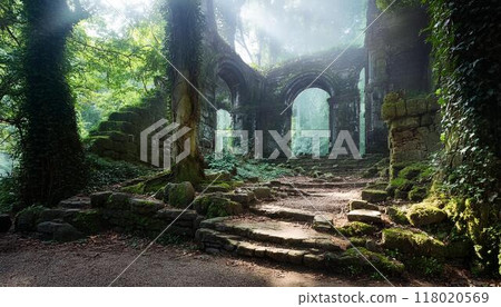 A fantastic tunnel shrouded in mist 118020569