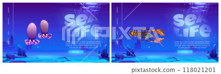 Web banner with childish underwater landscape. 118021201