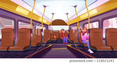 School bus inside interior. Public train seat School bus inside interior. Public train seat 118021241