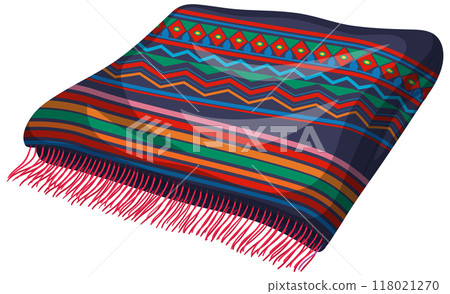 Colorful Mexican Blanket Illustration 118021270