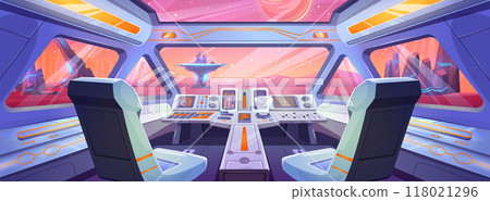 View on alien planet from spaceship cockpit View on alien planet from spaceship cockpit 118021296