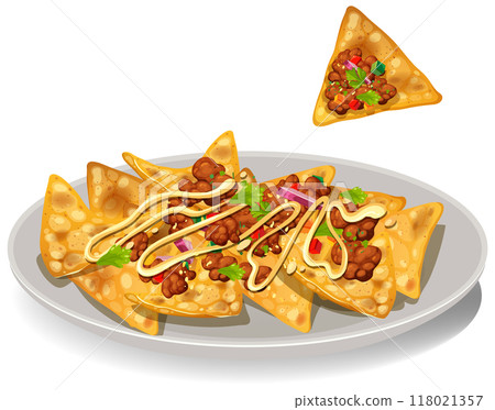 Delicious Mexican Nachos Platter 118021357