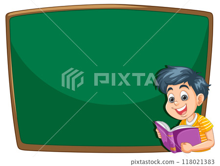 Boy Reading by Chalkboard Boy Reading by Chalkboard 118021383