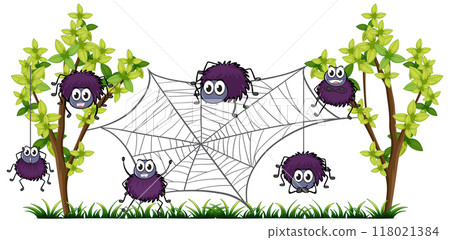 Cute Spiders on a Web Cute Spiders on a Web 118021384