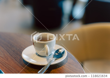 Espresso cup on a cafe table Espresso cup on a cafe table 118021634