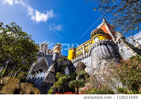 The National Palace of Pena, a UNESCO World Heritage Site at Sintra, Portugal. The National Palace of Pena, a UNESCO World Heritage Site at Sintra, Portugal. 118021689