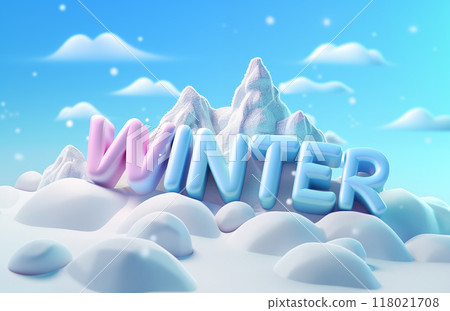 卡通3D冬天插画字体素材 118021708