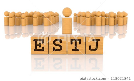 A wooden stick figure with the letters ESTJ printed on it A wooden stick figure with the letters ESTJ printed on it 118021841