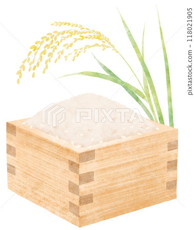 缸裡的稻穗和稻米,水彩觸感 缸裡的稻穗和稻米,水彩觸感 118021905