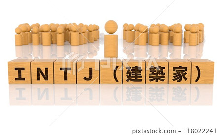 印有字母 INTJ 的木塊和木棍人物 印有字母 INTJ 的木塊和木棍人物 118022241