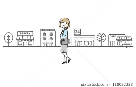 Illustration of a woman commuting to work 118022328